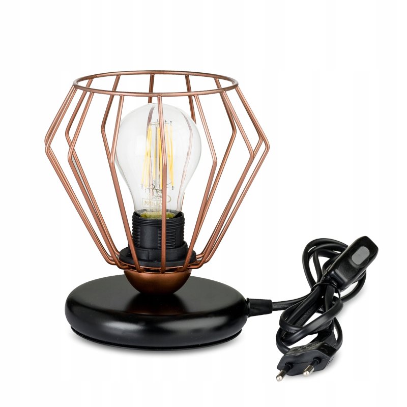 Lampka nocna Lampa stołowa loft na led E27 Drut cu