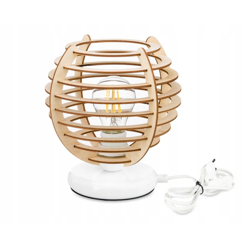 Lampka nocna Lampa stołowa loft na led E27 Drewno