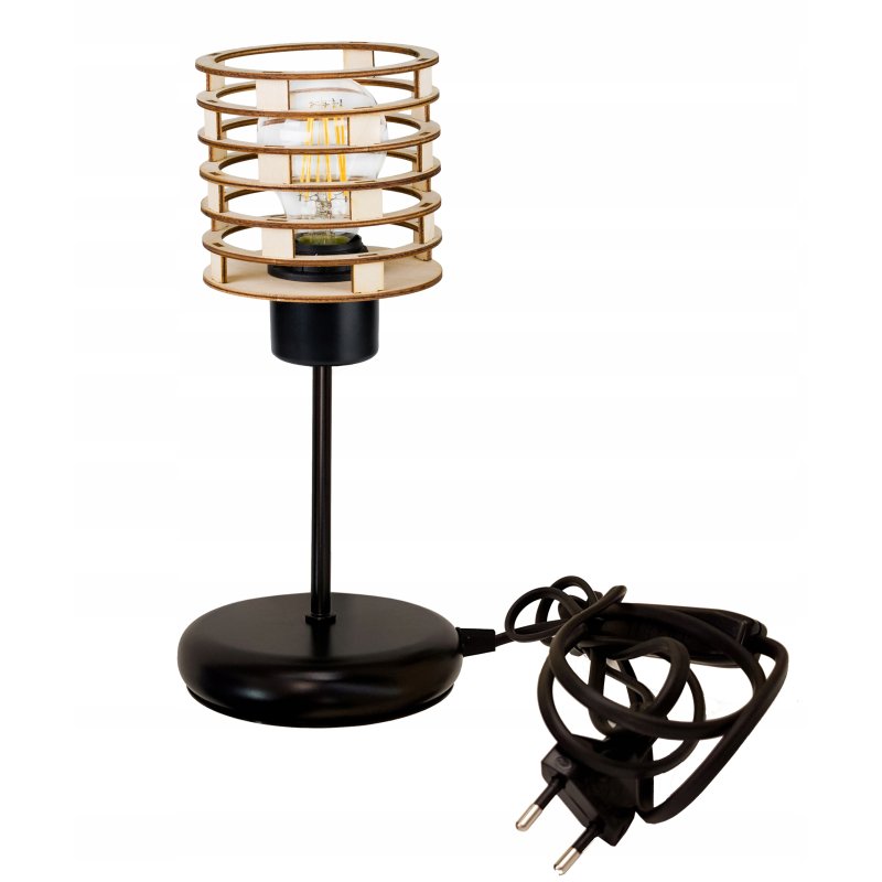 Lampka nocna Lampa stołowa loft na led E27 Drewno