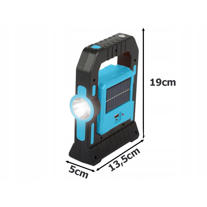 Lampa LED wielofunkcyjna Latarka solarna Ładowana aku micro USB z powerbank