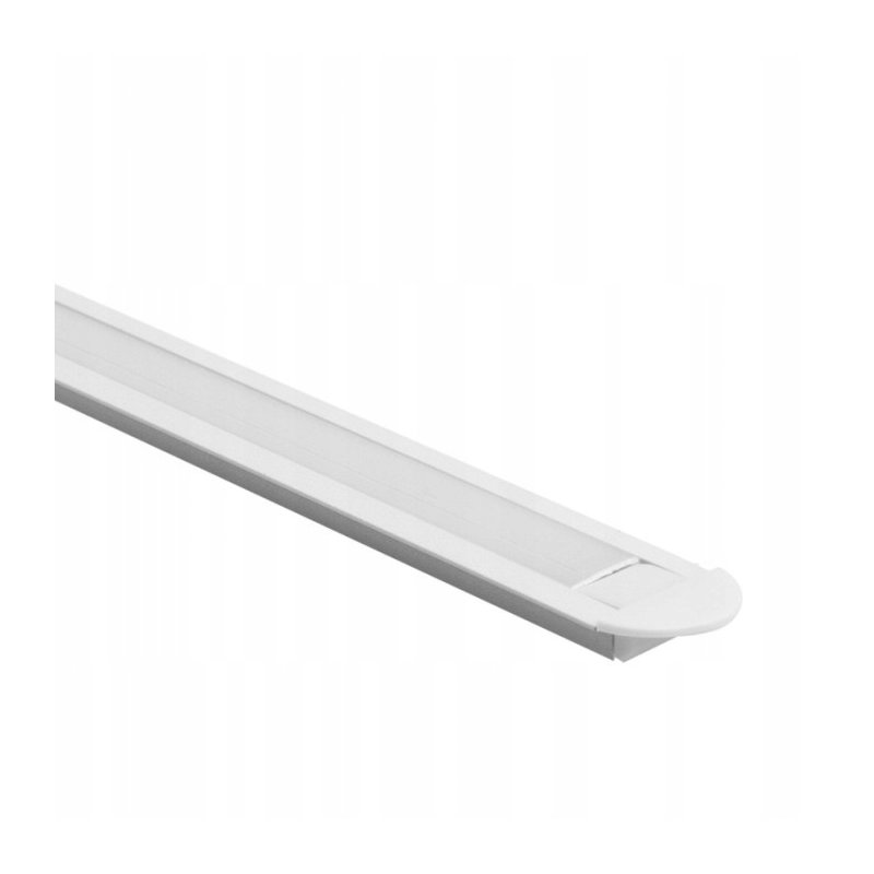 PROFIL aluminiowy WPUSZCZANY biały + KLOSZ mleczny zaślepki 2m do led
