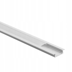 PROFIL aluminiowy WPUSZCZANY biały + KLOSZ mleczny zaślepki 2m do led