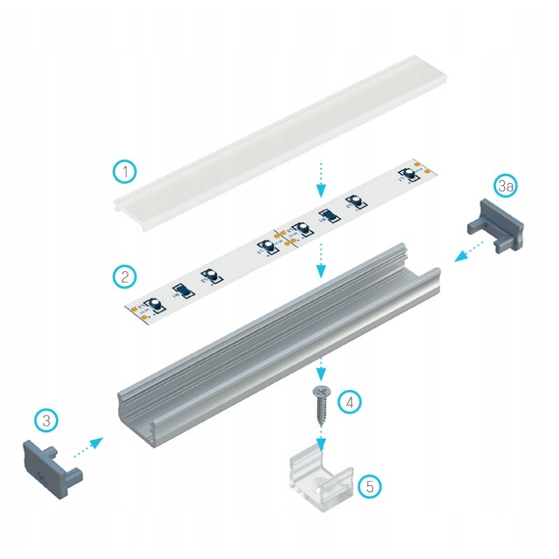1mb Profil LED A aluminiowy NAWIERZCHNIOWY CZARNY