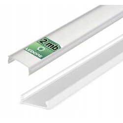 2mb Profil aluminiowy płytki slim nawierzchniowy PŁASKI biały + KLOSZ