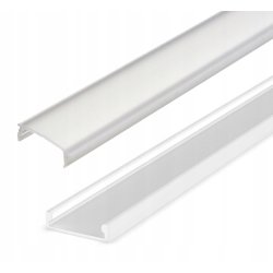 2mb Profil aluminiowy płytki slim nawierzchniowy PŁASKI biały + KLOSZ
