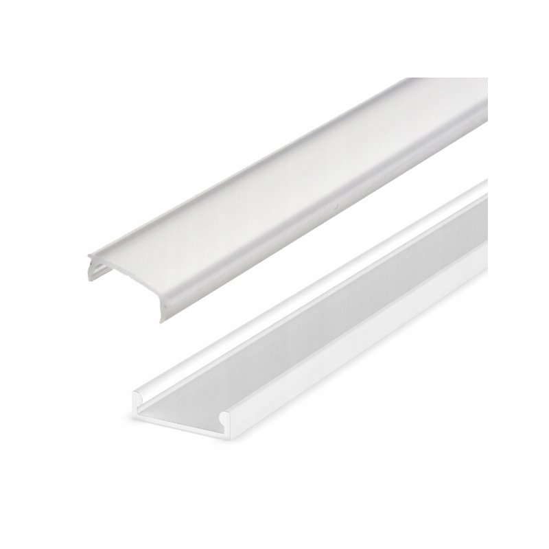 2mb Profil aluminiowy płytki slim nawierzchniowy PŁASKI biały + KLOSZ