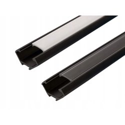 PROFIL PCV CZARNY NAROŻNY do taśm LED 2m + KLOSZ