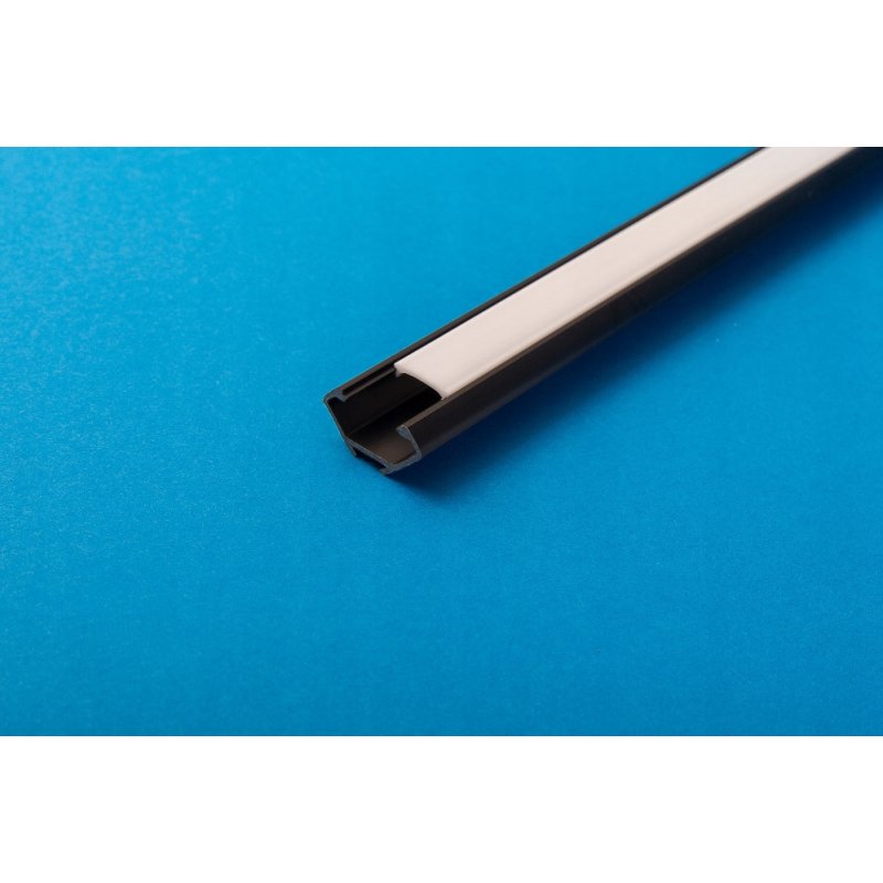 PROFIL PCV CZARNY NAROŻNY do taśm LED 2m + KLOSZ