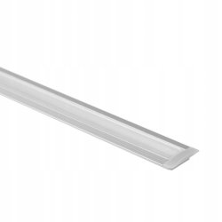 PROFIL aluminiowy WPUSZCZANY srebrny + KLOSZ CLEAR zaślepki 2m do led