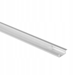 PROFIL aluminiowy WPUSZCZANY srebrny + KLOSZ CLEAR zaślepki 2m do led