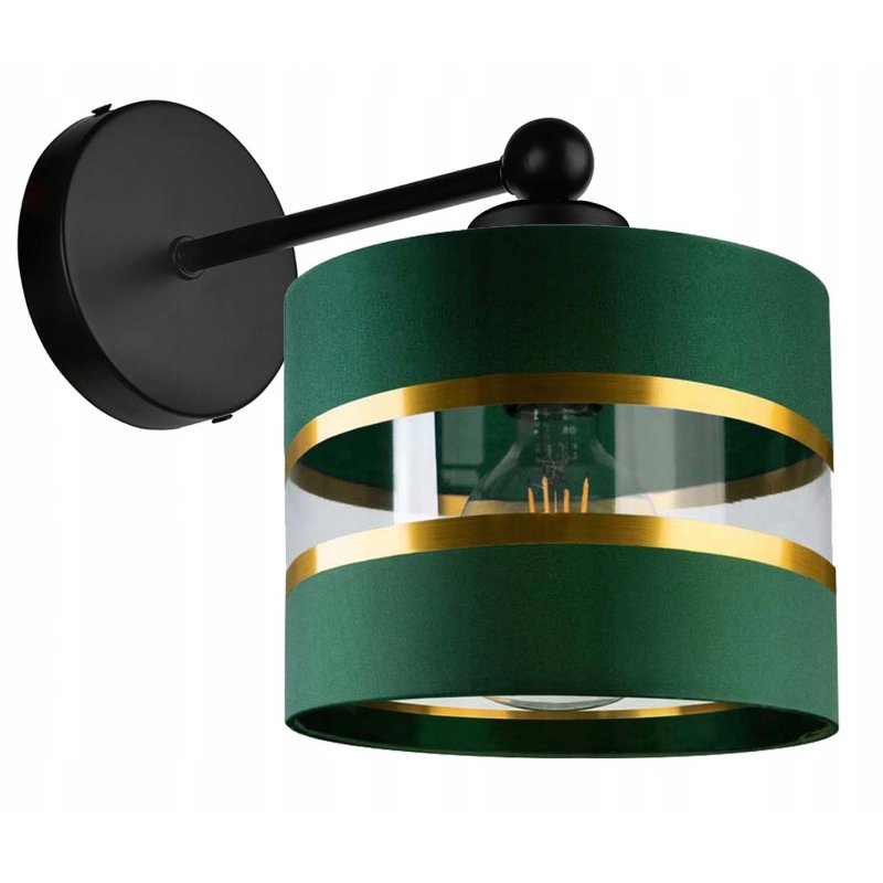 LAMPA KINKIET ścienny STAŁY E27 Abażur ZIELONY paski 20cm