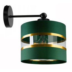 LAMPA KINKIET ścienny STAŁY E27 Abażur ZIELONY paski 20cm