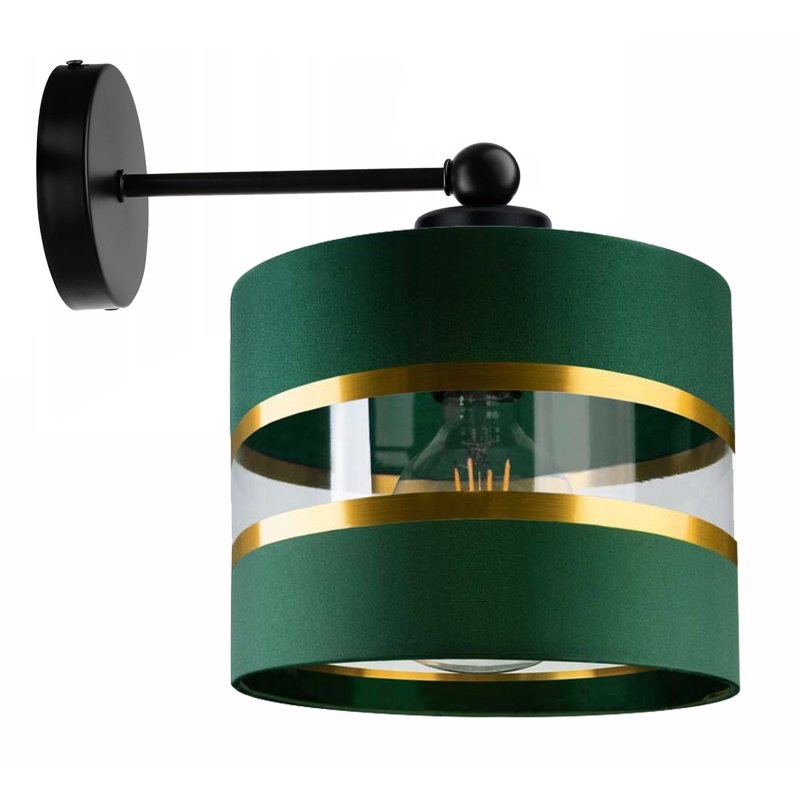 LAMPA KINKIET ścienny STAŁY E27 Abażur ZIELONY paski 20cm