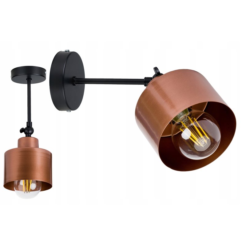 lampa kinkiet ścienny regulowany loft metal miedź