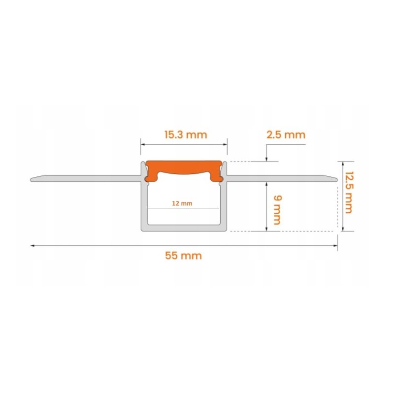 Profil LED Aluminiowy RUCHOMY GIĘTY do Płyt GK Gipsowych Regips + Klosz 2m