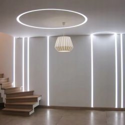 Profil LED Aluminiowy RUCHOMY GIĘTY do Płyt GK Gipsowych Regips + Klosz 2m