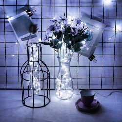 2x Lampki choinkowe ZIMNE sznur DRUCIK 20 LED 2m biały zimny na 2 baterie