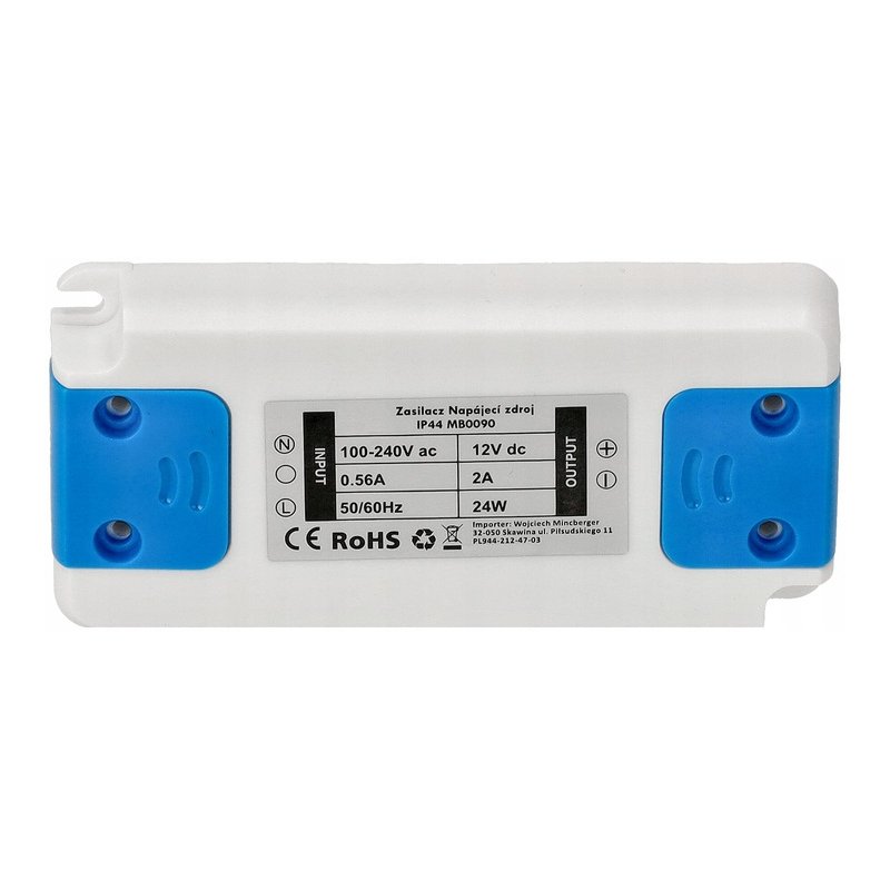 Zasilacz meblowy slim 12V 2A 24W IP44 do taśm led