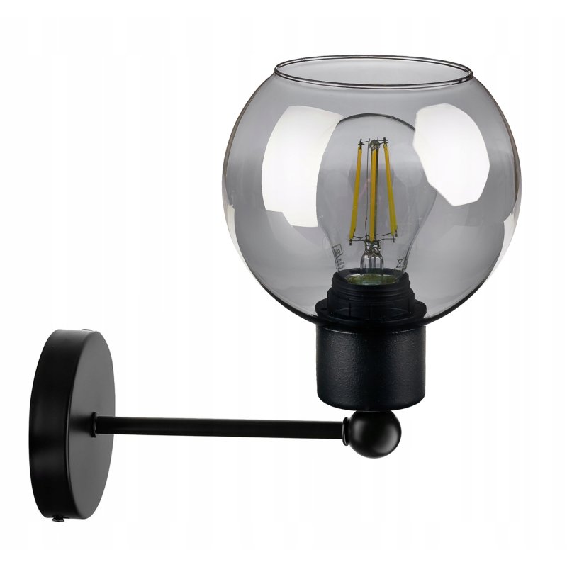 LAMPA KINKIET ŚCIENNY stały E27 LOFT szklany KULA