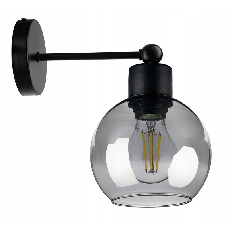 LAMPA KINKIET ŚCIENNY stały E27 LOFT szklany KULA