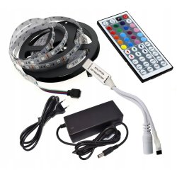 ZESTAW LED TAŚMA 5m RGB 5050 60/M +ZASILACZ, PILOT
