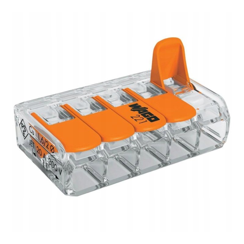 Szybkozłączka kostka WAGO 5x 0,08mm-4mm 221-413 zaciskowa klips