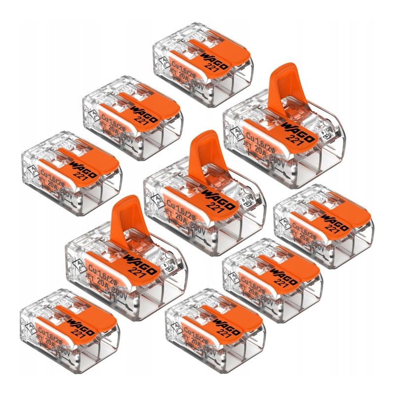 Zestaw Szybkozłączka kostka WAGO 2x 0,08mm-4 221-412 10szt zasiskowa klips