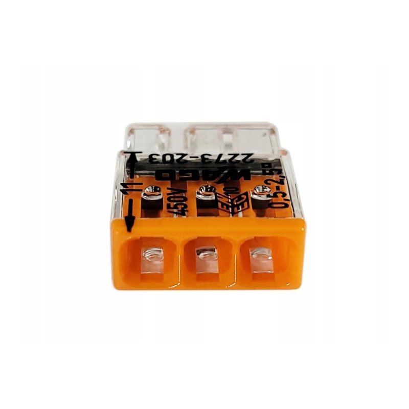 Szybkozłączka kostka WAGO 3-torowa na drut 3x0,5mm-2,5mm zaciskowa