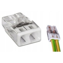 Szybkozłączka kostka WAGO 2-torowa na drut 2x0,5mm-2,5mm zaciskowa