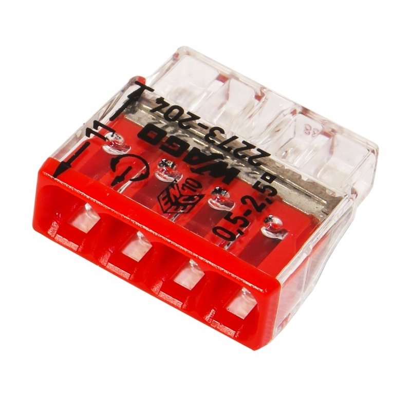 Szybkozłączka kostka WAGO 4-torowa na drut 4x0,5mm-2,5mm zaciskowa