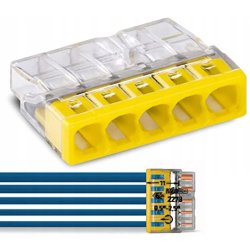Szybkozłączka kostka WAGO 5-torowa na drut 5x0,5mm-2,5mm zaciskowa