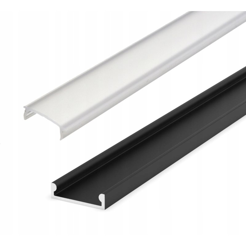 2mb Profil aluminiowy płytki slim nawierzchniowy PŁASKI czarny + KLOSZ