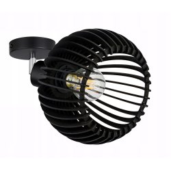 Lampa kinkiet ścienny regulowany LOFT klosz czarny kula 36 Drewno na 1x E27