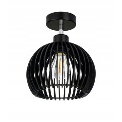 Lampa kinkiet ścienny regulowany LOFT klosz czarny kula 36 Drewno na 1x E27