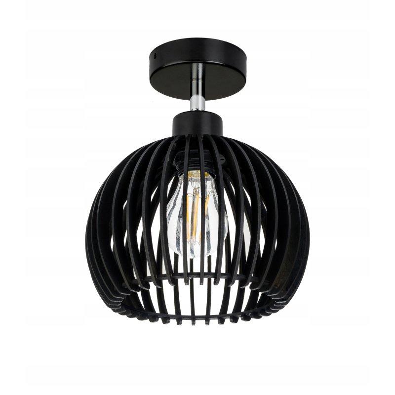 Lampa kinkiet ścienny regulowany LOFT klosz czarny kula 36 Drewno na 1x E27