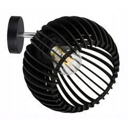 Lampa kinkiet ścienny regulowany LOFT klosz czarny kula 36 Drewno na 1x E27