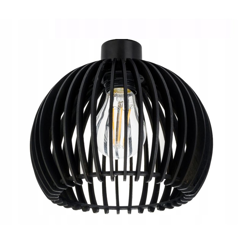Lampa kinkiet ścienny regulowany LOFT klosz czarny kula 36 Drewno na 1x E27