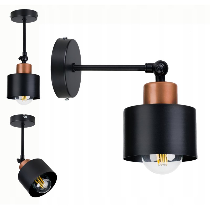 LAMPA sufit KINKIET ŚCIENNY regulowany loft KUBEK