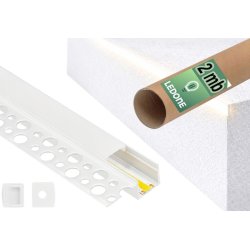 PROFIL LED ALU do PŁYT karton-gips GK GIPSOWYCH krańcowy + klosz 2m BIAŁY