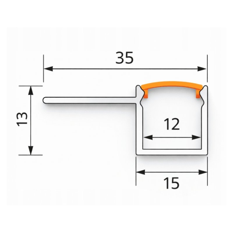 PROFIL LED ALU do PŁYT karton-gips GK GIPSOWYCH krańcowy + klosz 2m BIAŁY