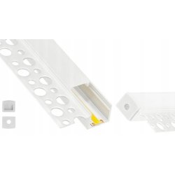 PROFIL LED ALU do PŁYT karton-gips GK GIPSOWYCH krańcowy + klosz 2m BIAŁY