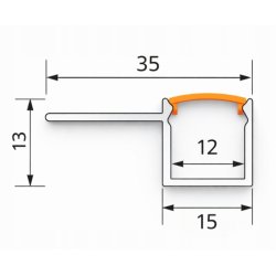PROFIL LED ALU do PŁYT karton-gips GK GIPSOWYCH krańcowy + klosz 2m SREBRNY