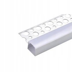 PROFIL LED ALU do PŁYT karton-gips GK GIPSOWYCH krańcowy + klosz 2m SREBRNY