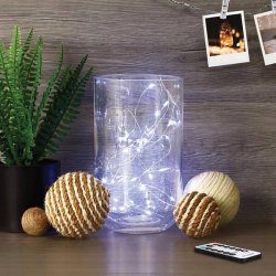 Lampki choinkowe ZIMNE sznur DRUCIK 50 LED 5m biały zimny na 2 baterie AA