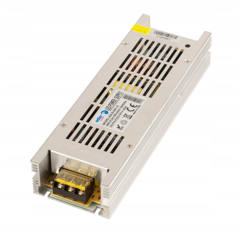 ZASILACZ PREMIUM modułowy 12V 20A 240W montażowy slim IP20 do CCTV taśm LED
