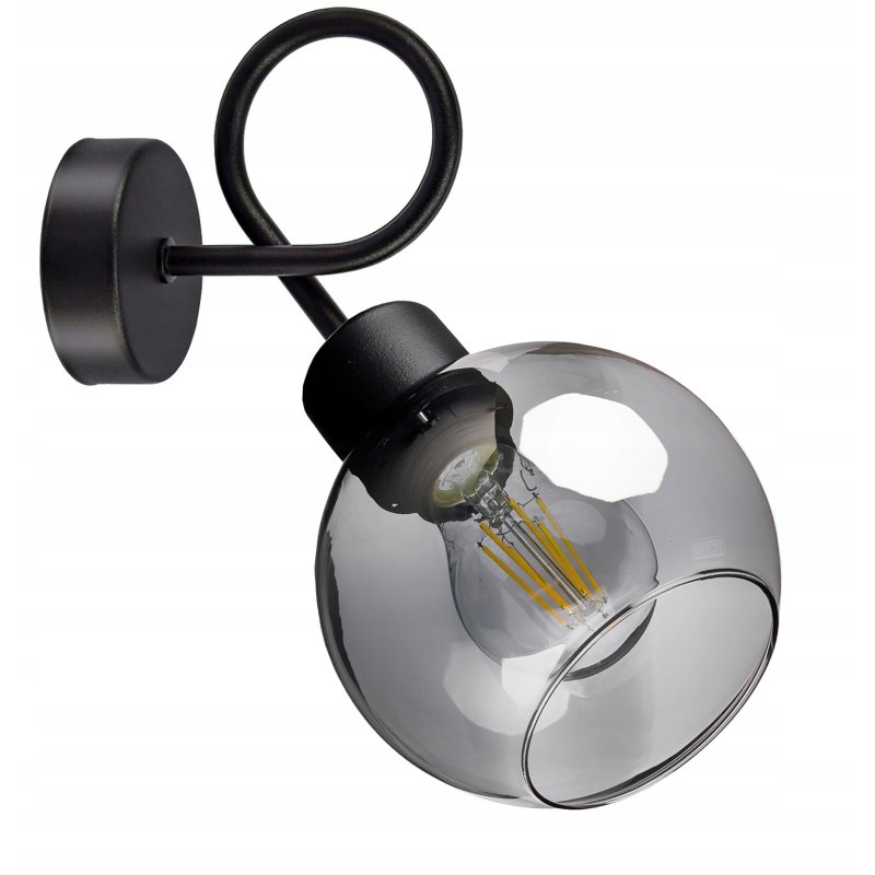 LAMPA KINKIET ŚCIENNY stały E27 LOFT szklany KULA