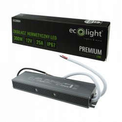 ZASILACZ HERMETYCZNY PREMIUM 12V 300W 25A wodoodporny IP67 do LED 3lata gw