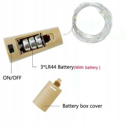 KOREK do butelki Lampki RGB sznur DRUCIK 40 LED 4m KOLOROWE +baterie LR44