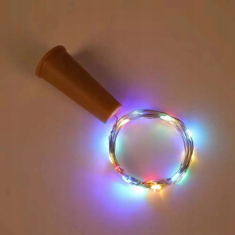 KOREK do butelki Lampki RGB sznur DRUCIK 40 LED 4m KOLOROWE +baterie LR44