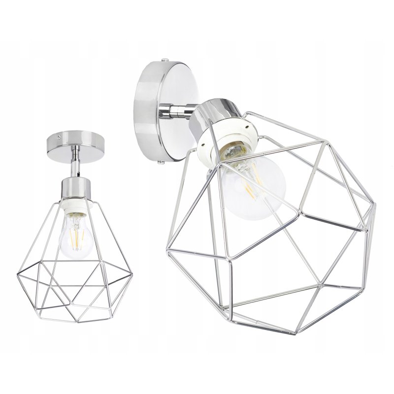 LAMPA KINKIET ścienny ruch loft drut na E27 chrom